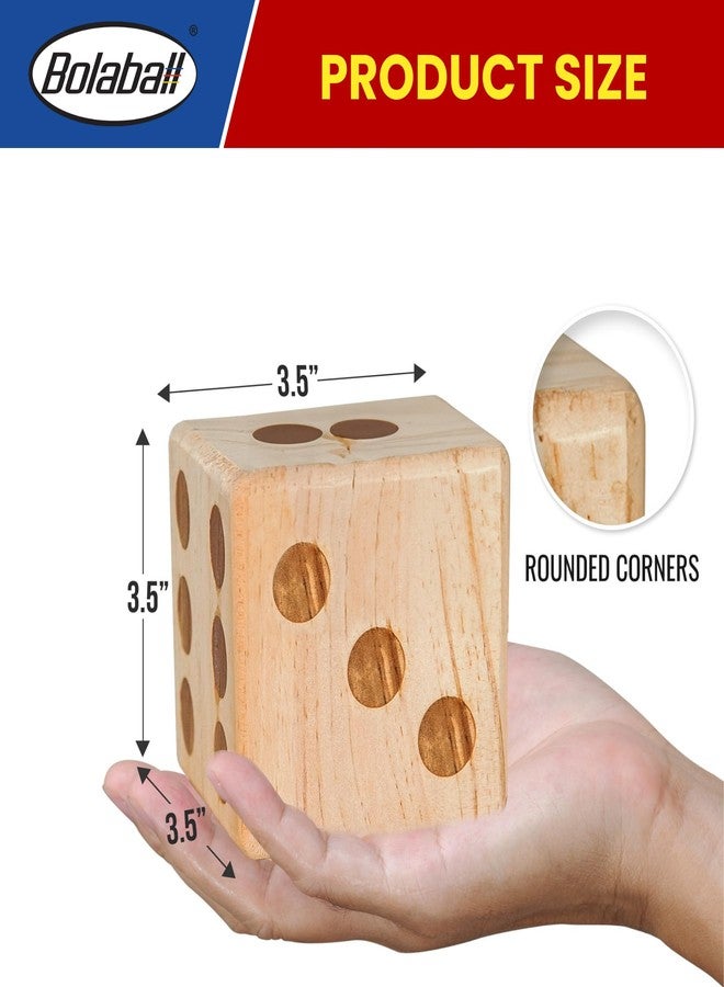 Bolaball 3.5" Giant Wooden Yard Dice Set - Durable Outdoor Fun Kit Includes 6 Large Dice with Sturdy Carry Bag for Parties, Beach, Lawn Games, and Easy Storage; Superior Crafted Hardwood Design - Image 2